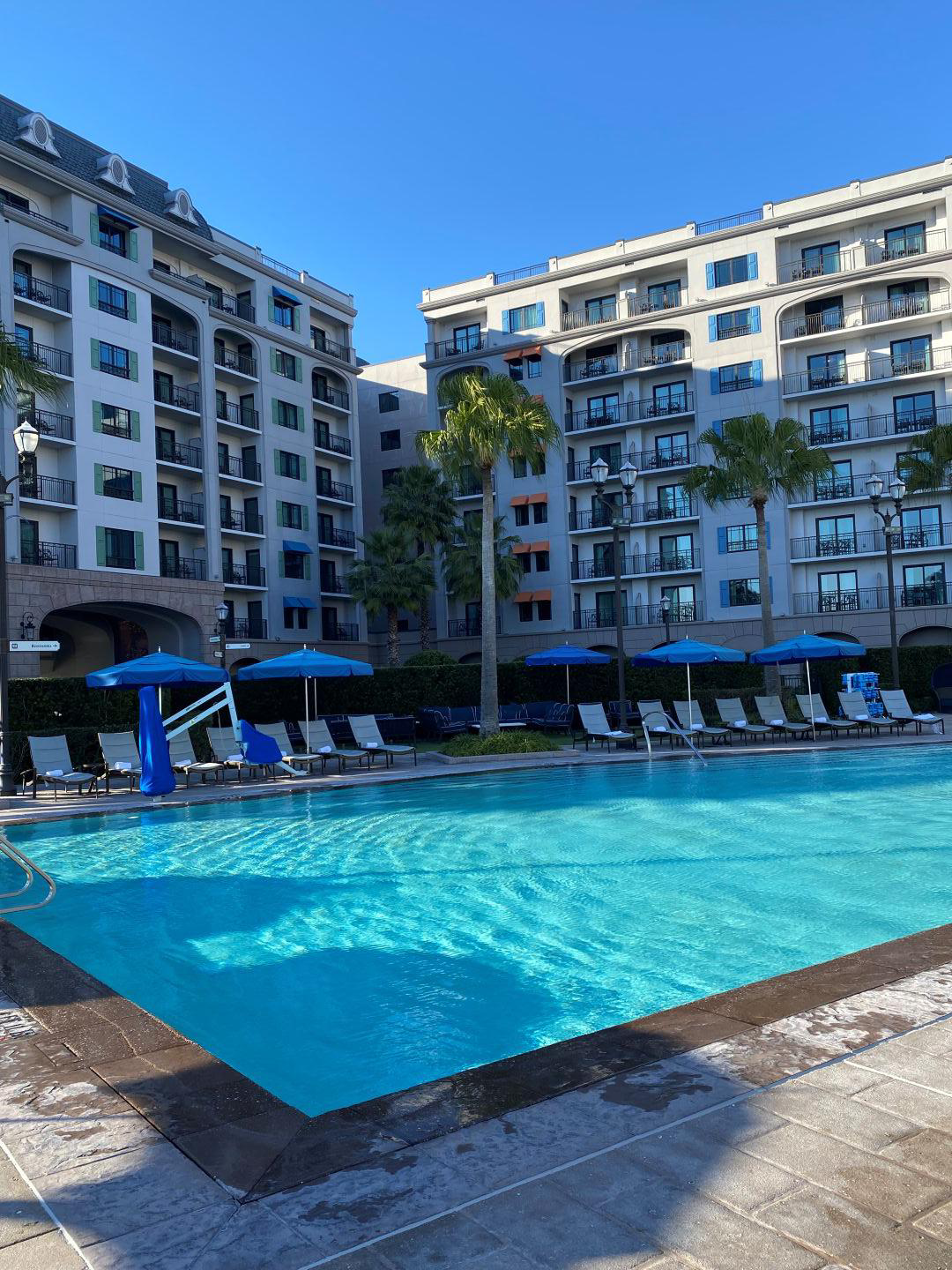 Hotel pool with chaise lounge chairs